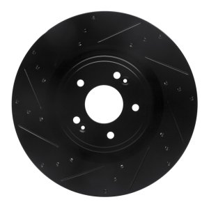 Genesis G70 Brake Rotor (1) - Front Left - R1 Concepts - Drilled & Slotted - Black - `18-`22